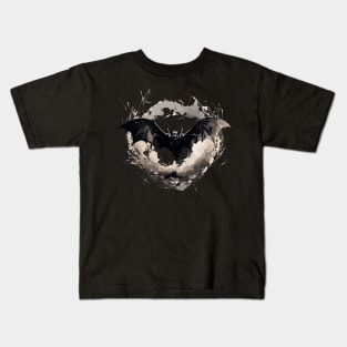 Spooky Bat and Moon Kids T-Shirt